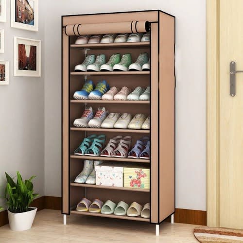 Stainless Shoe Rack With Fabric Cover For 24-pairs - 7-layers