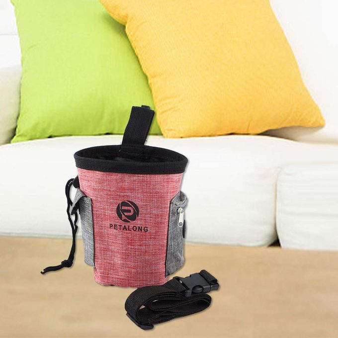 Pet Food Bag Convenient Adjustable Waist Belt For Dog Puppy Red