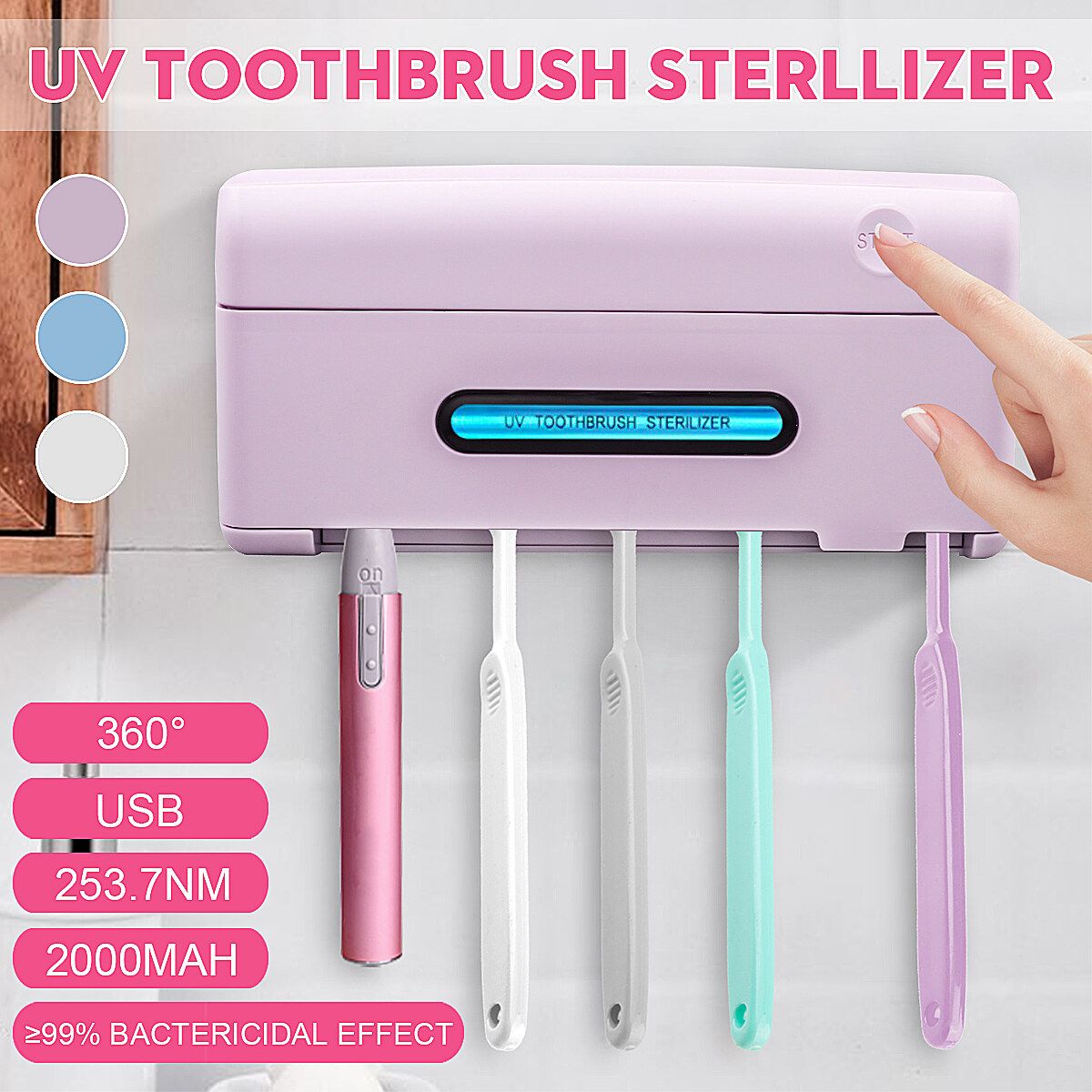 2 In 1 UV Light Toothbrush Toothbrush Holder Automatic Toothpaste Home Bathroom Set