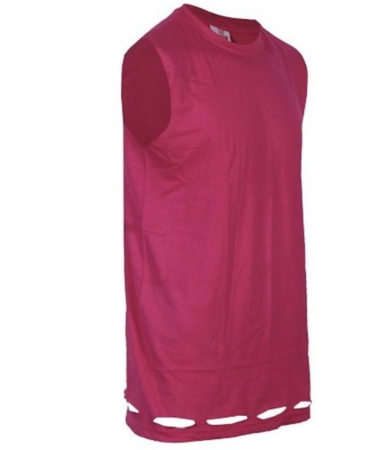Stylish Tank Bottom Ripped Men's Top Shirt Pink