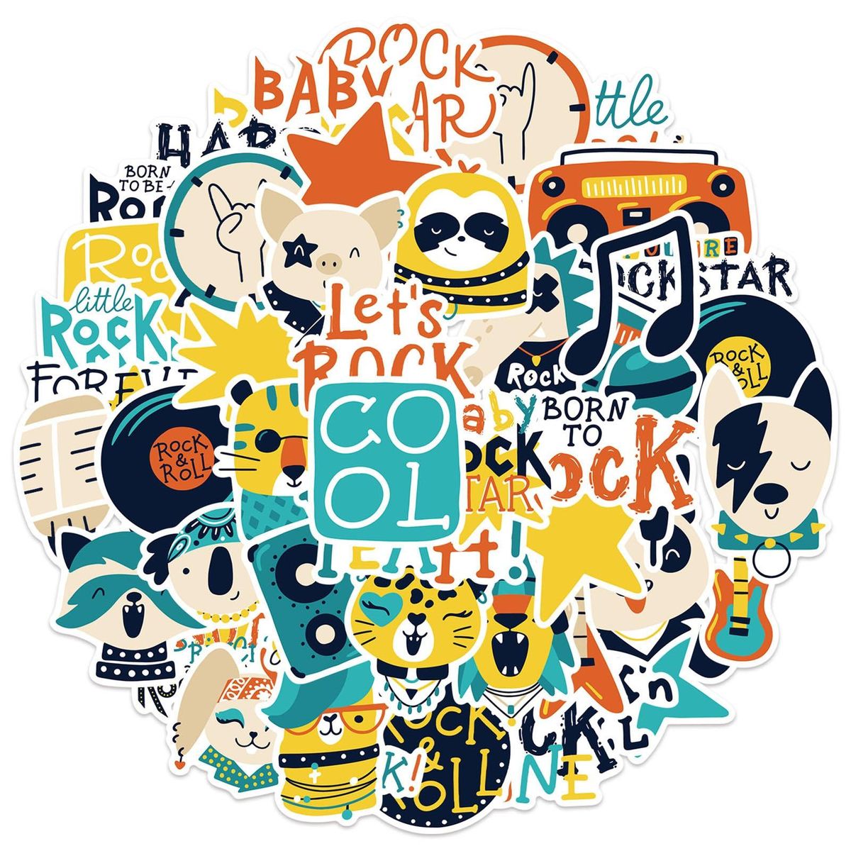 52Pcs Cartoon Stickers Cartoon Graffiti Decals Laptop Suitcase Skateboard Stickers