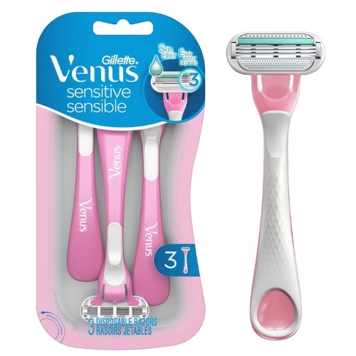 Venus Sensitive Women's Disposable Razors - Single Package Of 3 Razors