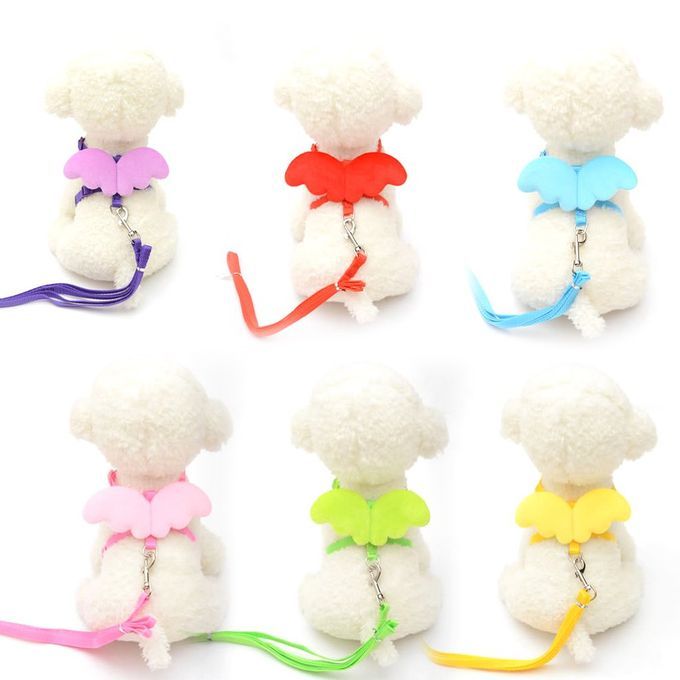 Cute Angel Pet Dog Leashes Cats Puppy Leads Wing Straps Adjustable Harness Purple
