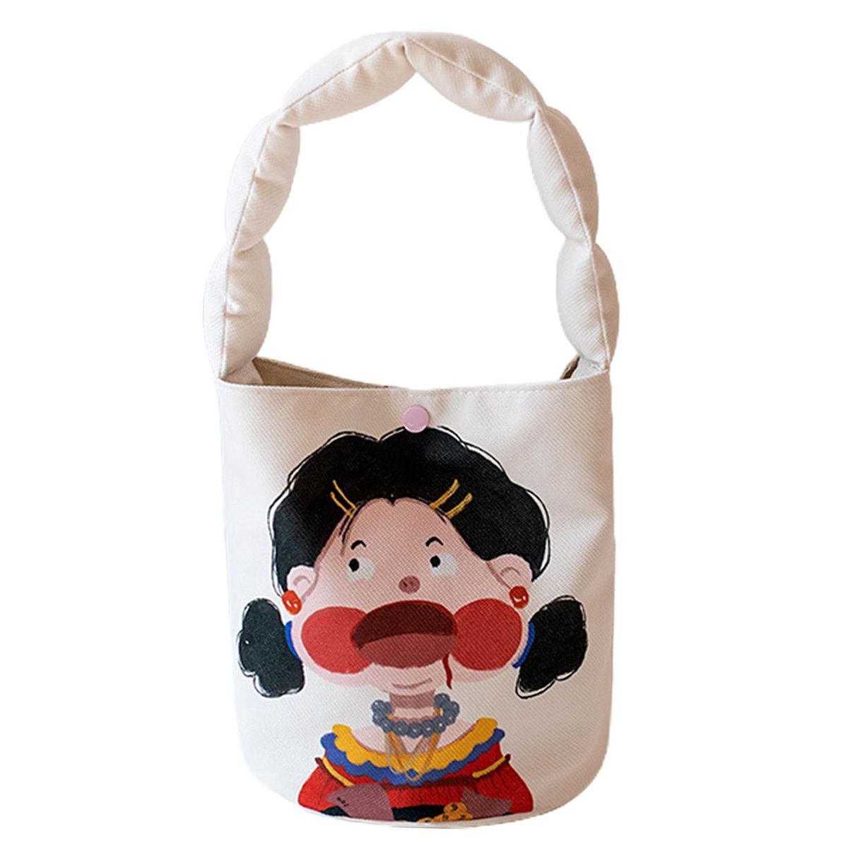 Lightweight Tote Bag Whimsical Chic Festive Bucket Bag for Women Beige