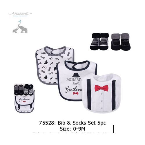 5Pc Socks And Bibs Set
