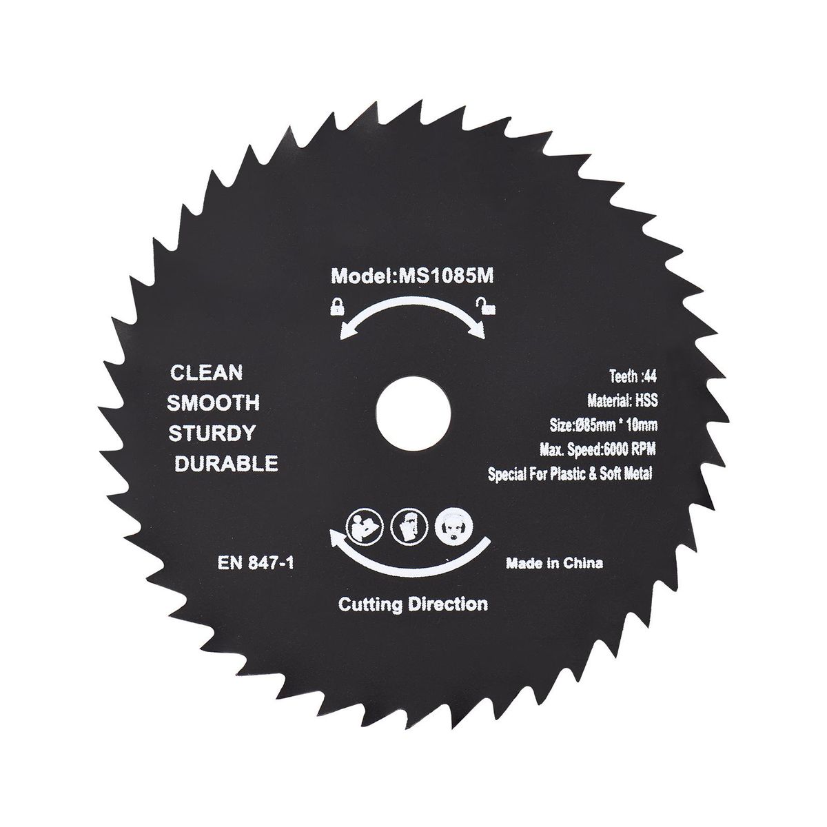 Plastic Blade 3-3/8inch (85mm) HSS Circular Saw Blade 44 Teeth Finishing Saw Web Plastic Cutter High Speed Steel Cutting Disc for Cutting Plastic Tube Plate Sheet (US&EU 10mm Arbor)