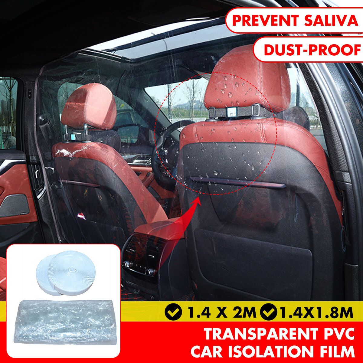 Car Taxi Lyft Film Isolation Partition Transparent Shield Protective SUV Cover Isolation Curtain