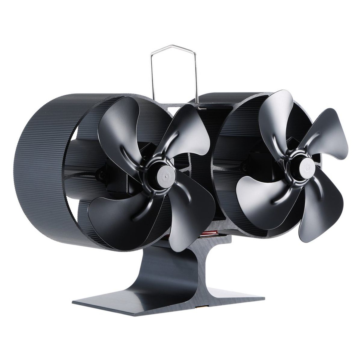Dual-head Fireplace Heat Powered Stove Fan Total 8 Blades