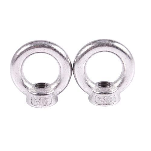 Silver M8 Ring Shaped Eye Thread Nut 304