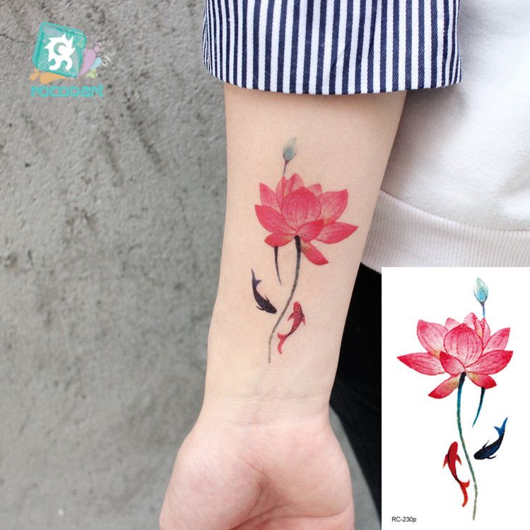 Small Temporary Deer Women Flamingo Tattoo Art Lotus Flower 1 Design Body 10.5X6cm Tatuaje Sticker Flash Fake Pcs Cat Hand Taty