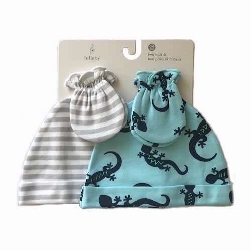 Baby Boy Newborn Cap Hat & Mitten Set -4 Piece Set
