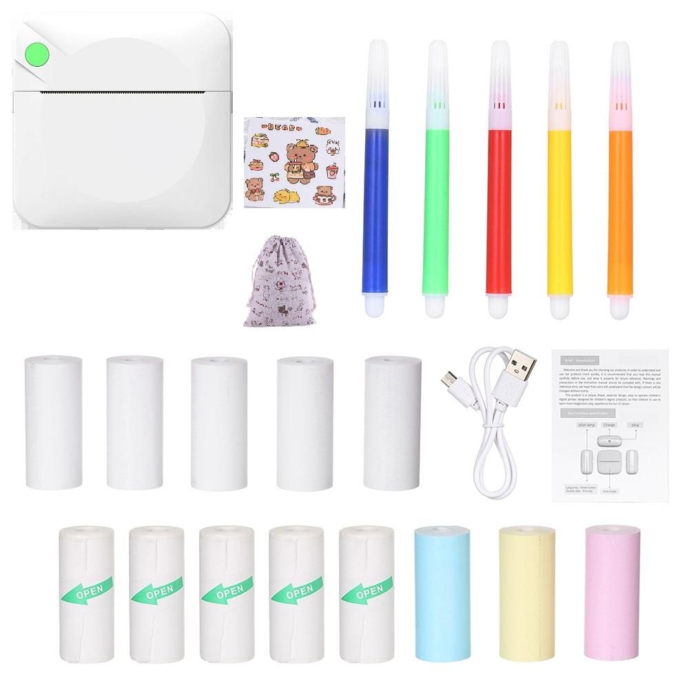 Portable Pocket-size Thermal Printer Wireless BT Error Printer Simple Operation Support Photo Notes Text Memo Printing White