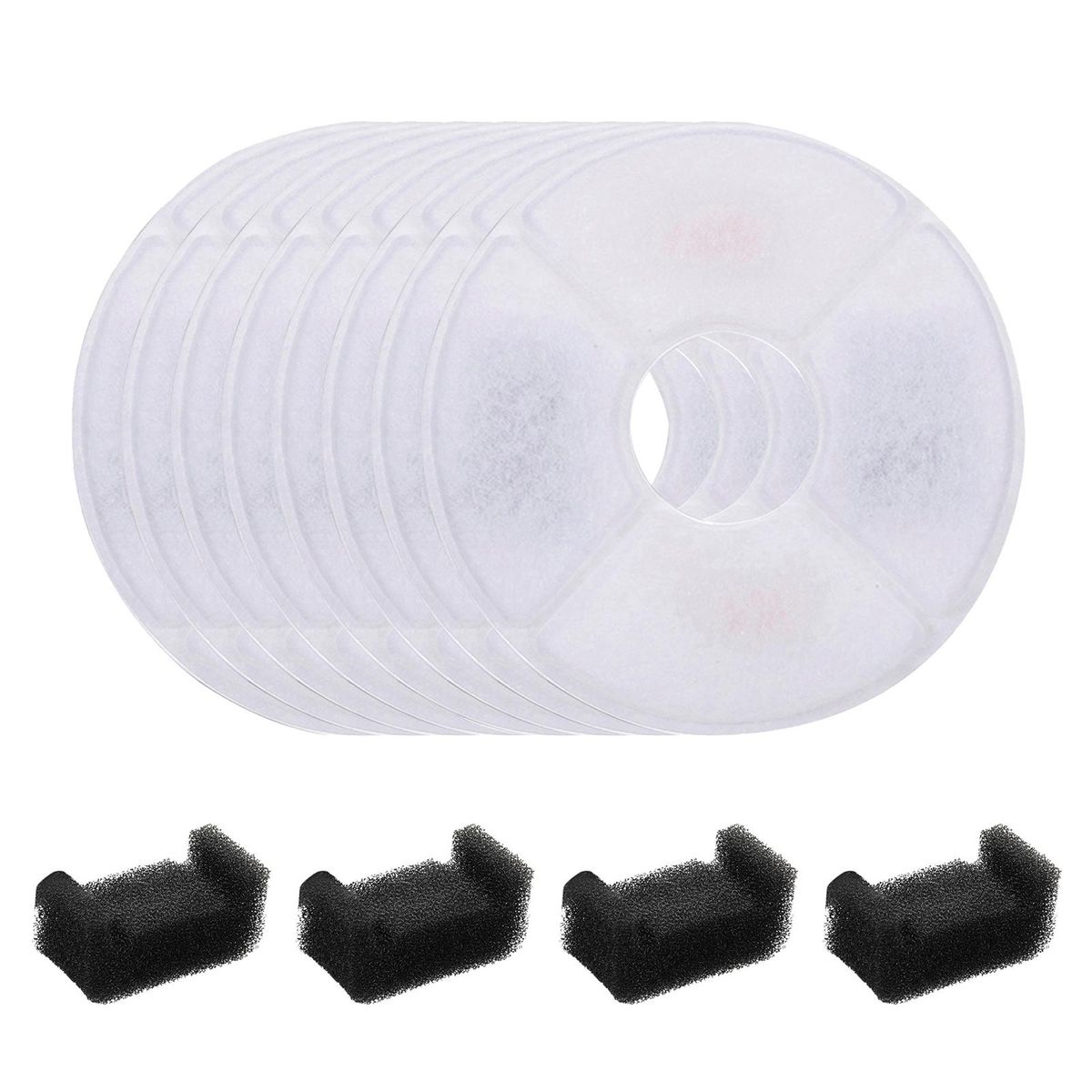 Pet Water Dispenser Filters Coconut Shell Activated Carbon Filter 4-Layer Filtration System Filter Out Hair, Sediment and Debris to Clean Water Round 8+4