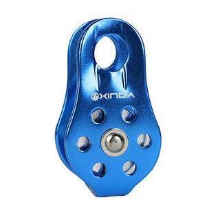 20KN Fixed Mountaineering Single Pulley Transport Hoisting Pulley Outdoor Crossing Pulley Aluminum Alloy High Strength Light Weight Convenient Blue