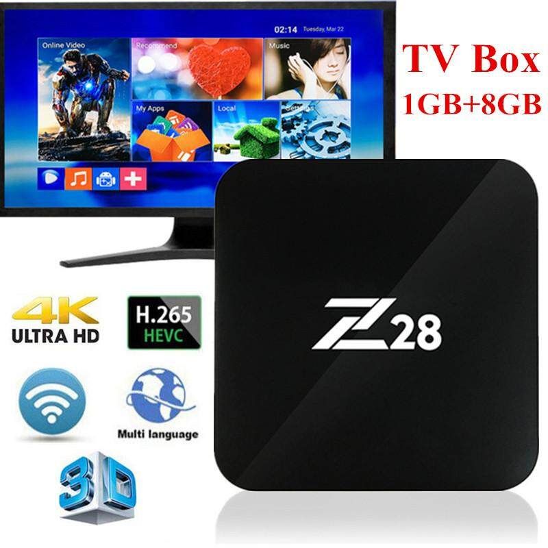 New 1GB+8GB Z28 TV Box Amlogic RK3328 Quad Core CPU Streaming Media Player UK Plug British Rules