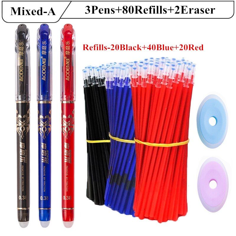 85Pcs/Set Erasable Pen Set 0.38mm Student Writing Stationery For School Office