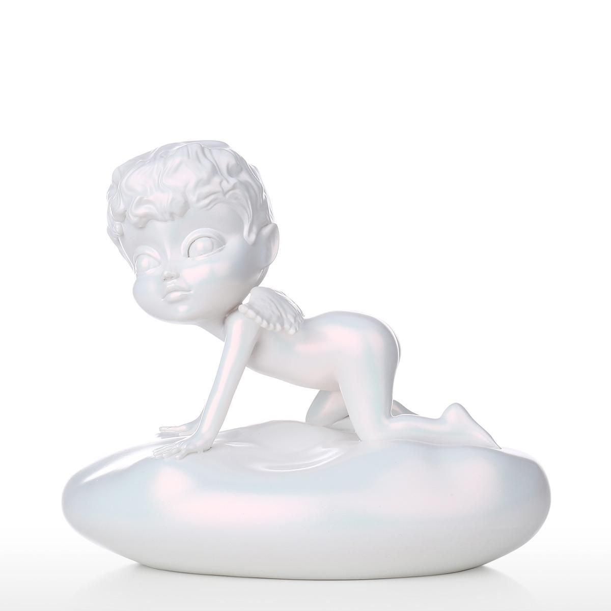 Tooarts Baby Angel Statue Resin Sculpture White Angel Statue Chameleon Paint Perfect Gift for Child Birthday or Mother's Day Home Decor