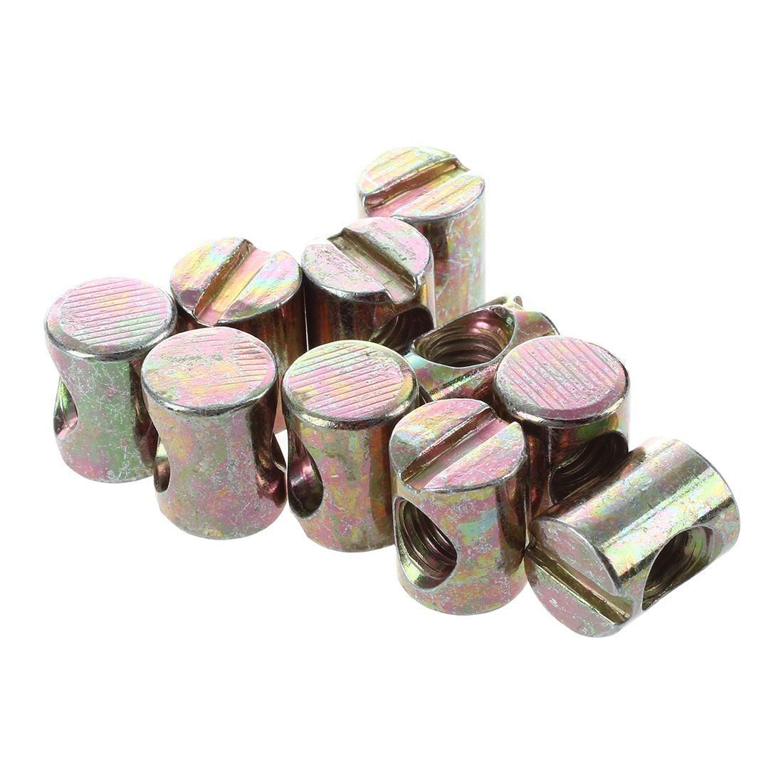 10pcs M6 Barrel Dowel Slotted Furniture Nut for Beds Crib Chairs