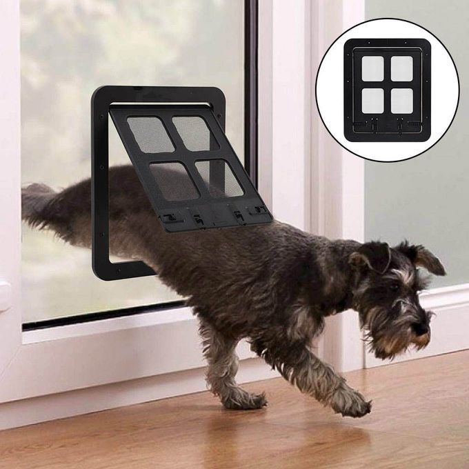 4 Way Pet Cat Puppy Dog Flap Lockable Safety Gate Animal S Black