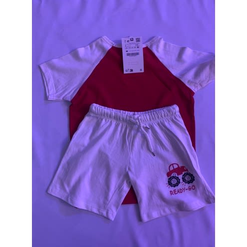 Little Boys 2 Piece Set - White Short