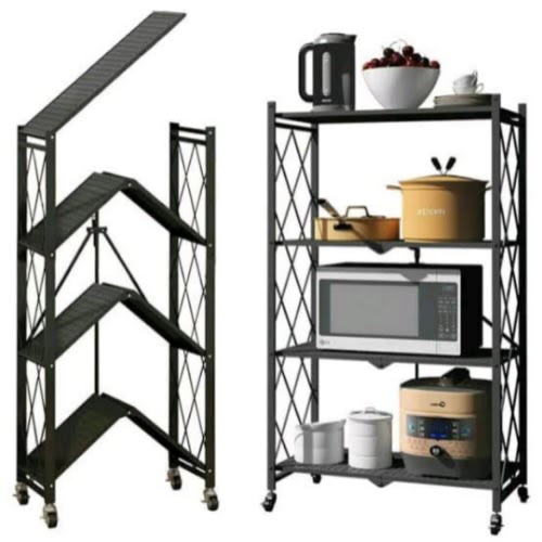 4 Tier Foldable Storage Rack With Wheels