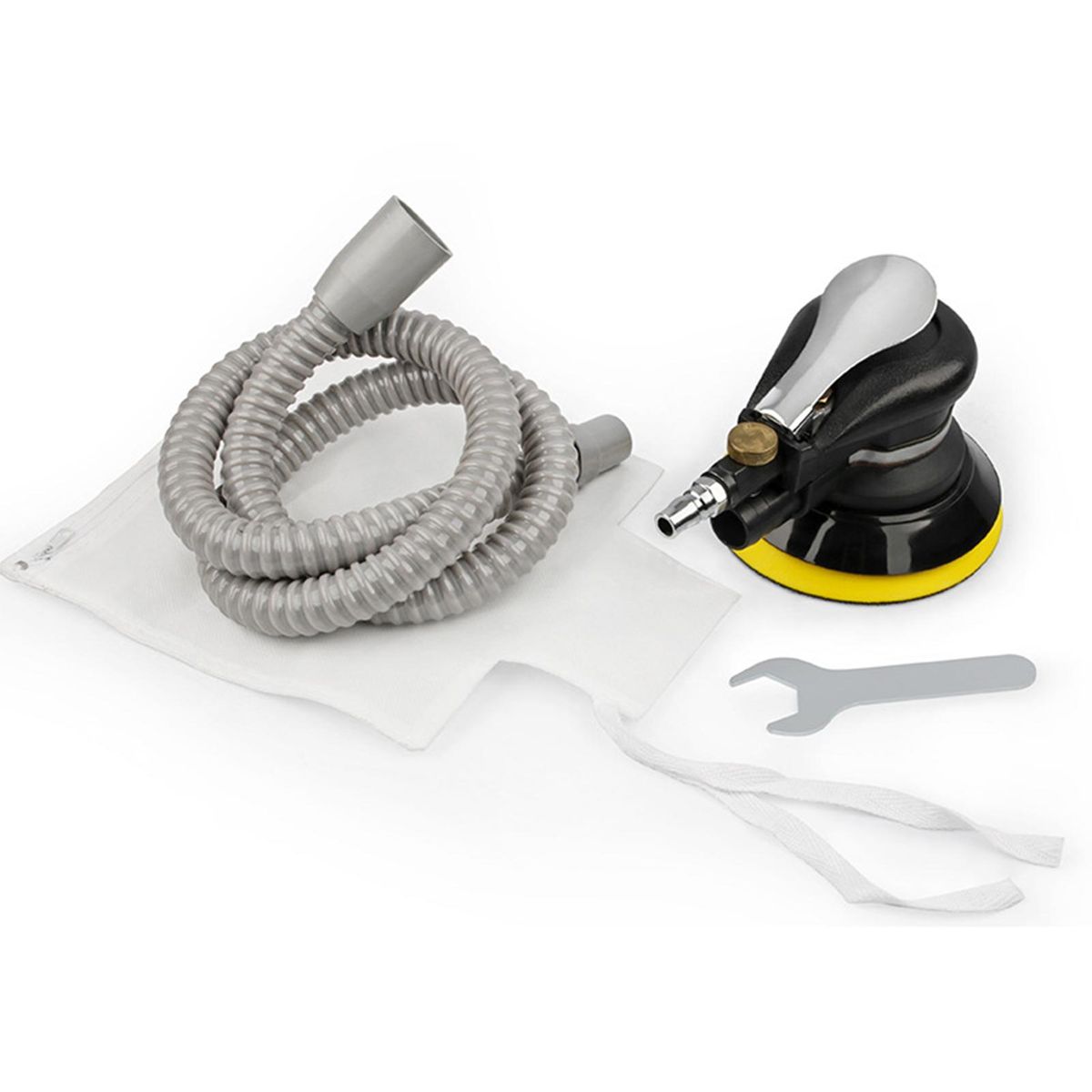 5'' Air Random Orbital Sander Heavy Duty Pneumatic Palm Sander with Hose and Bag Polishing Grinding Sanding for Car Metal Wood Wax Metal Work