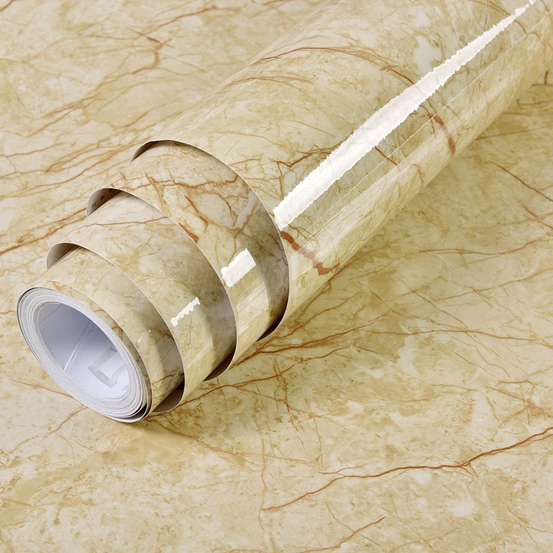 Vinyl Decorative Stickers Waterproof Wallpaper Self Adhesive Solid Color Plain Sticker For Bedroom Living Room Renovation Paster-Sandal Yellow