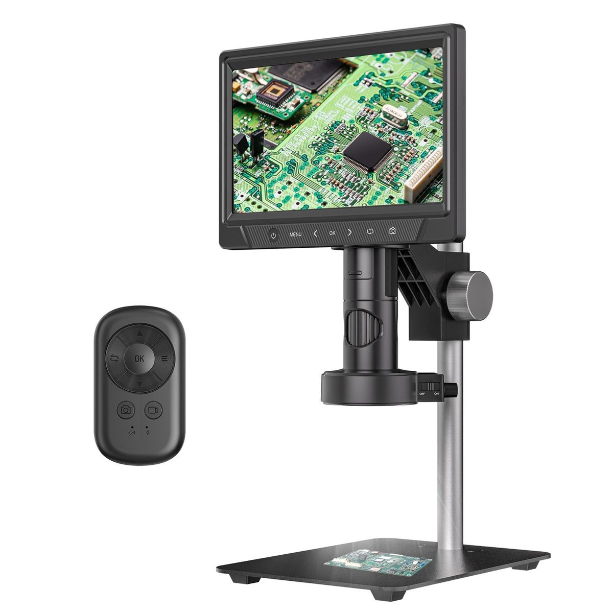 Professional Digital Microscope 12 Million Pixels IPS Touching Screen 50-1600X Magnification Soldering Microscope Picture Taking Video Recording Maintenance Workbench with LED Fill Light Compatible with PC Wins and MACOS System