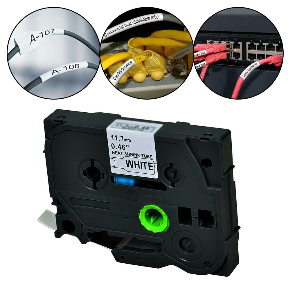 Labeling Machines Heat Shrinkable Tube11.7mm For Brother PT-E300VP PT-E550WVP Ideal For Marking Cables Fiber Optics And Wires