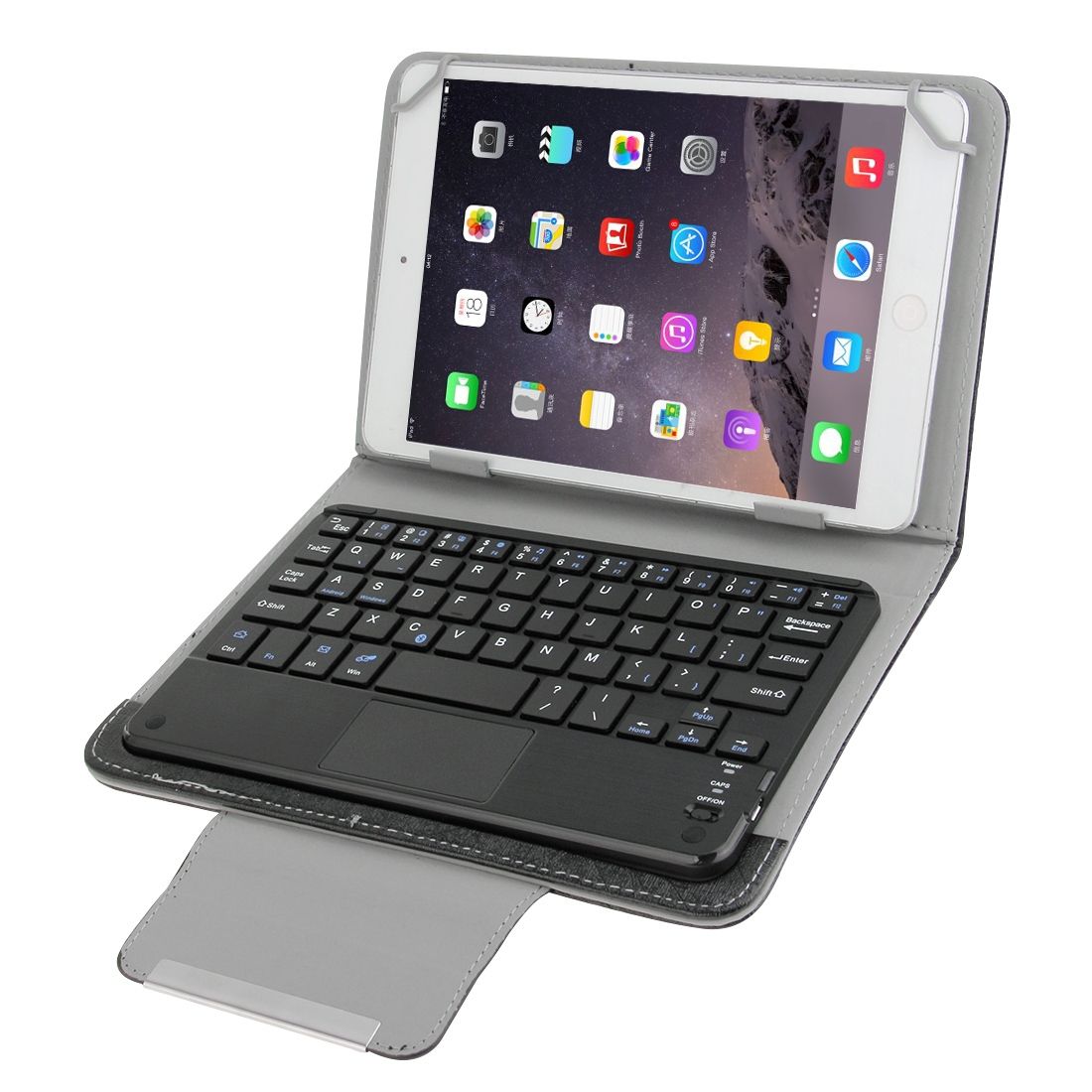 Universal Detachable Magnetic Bluetooth Touchpad Keyboard Leather Case With Holder For 10.1 Inch ISO & Android & Windows Tablet PC(Black)