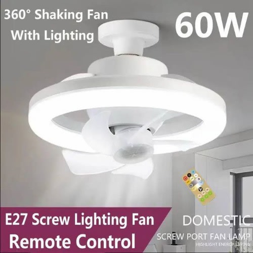 Ceiling Fan E27 With Led Light And Remote Control 360 &deg; Rotation Cooling Electric Fan -60W