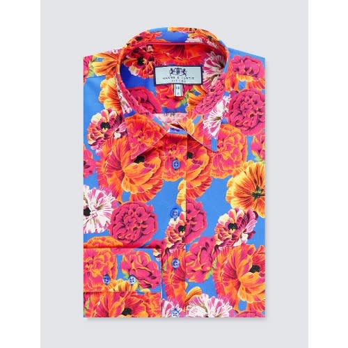 Ladies Floral Fitted Shirt With Single Cuff-Multicolour