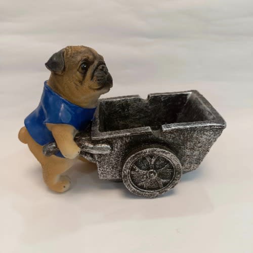 Pug Dog Wheelborrow Pusher Ashtray