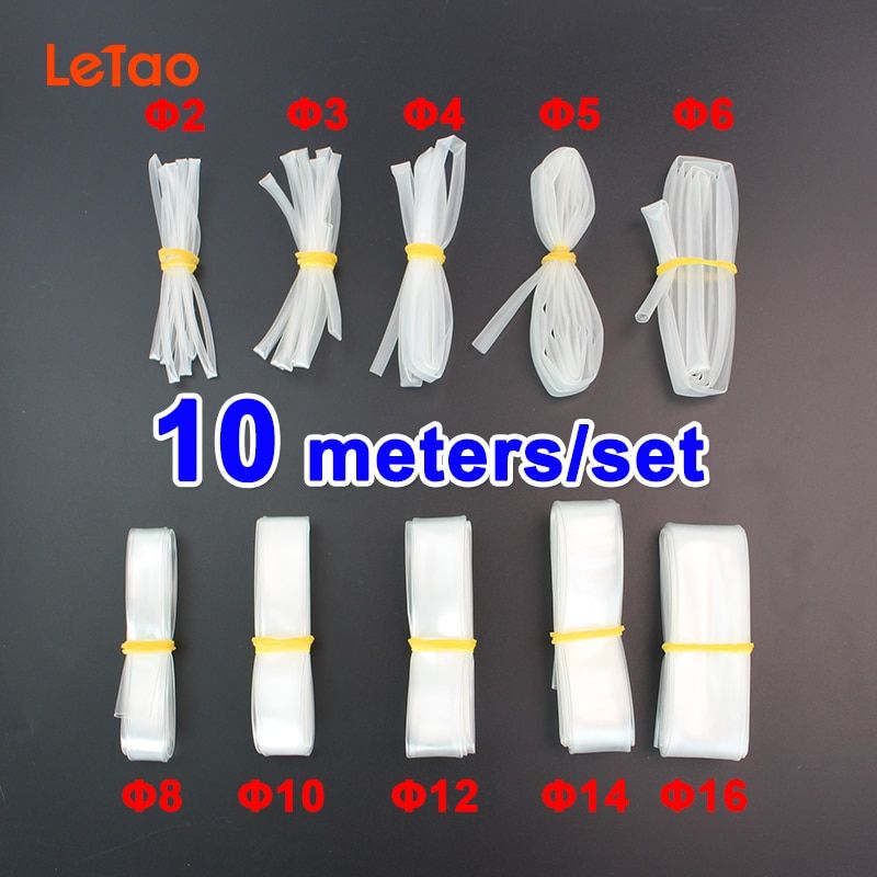 10meters/set Heat Shrink 2:1 Transparent Tubing 2mm 3mm 4mm 5mm 6mm 8mm 10mm 12mm 14mm,16mm Clear Cable Sleeve Wrap Wire