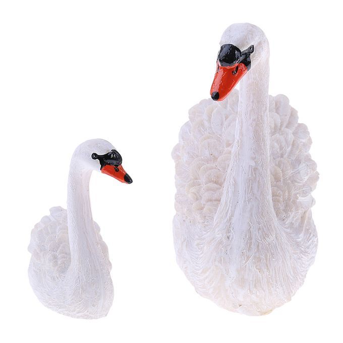 1 Pair Cute Mini Swan Sculpture For Home Table Garden Park Yard