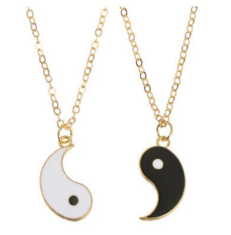 2PCS/SetTai Chi Yin Yang Necklace-Gold