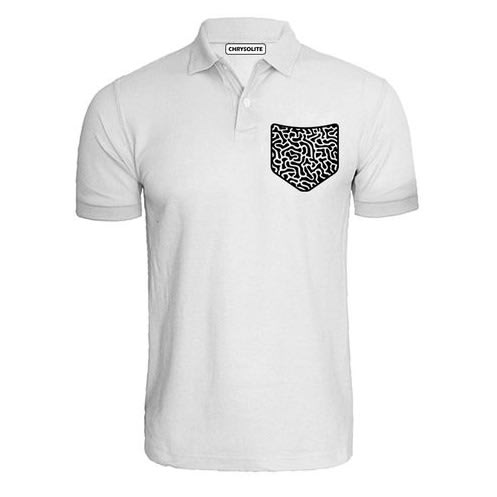 Coral Pocket Pattern Polo T-shirt - White
