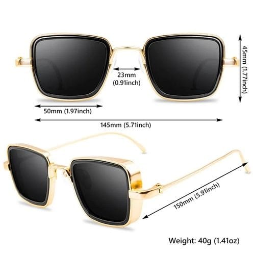 Unisex Sunglass Uv 400 Square - Gold