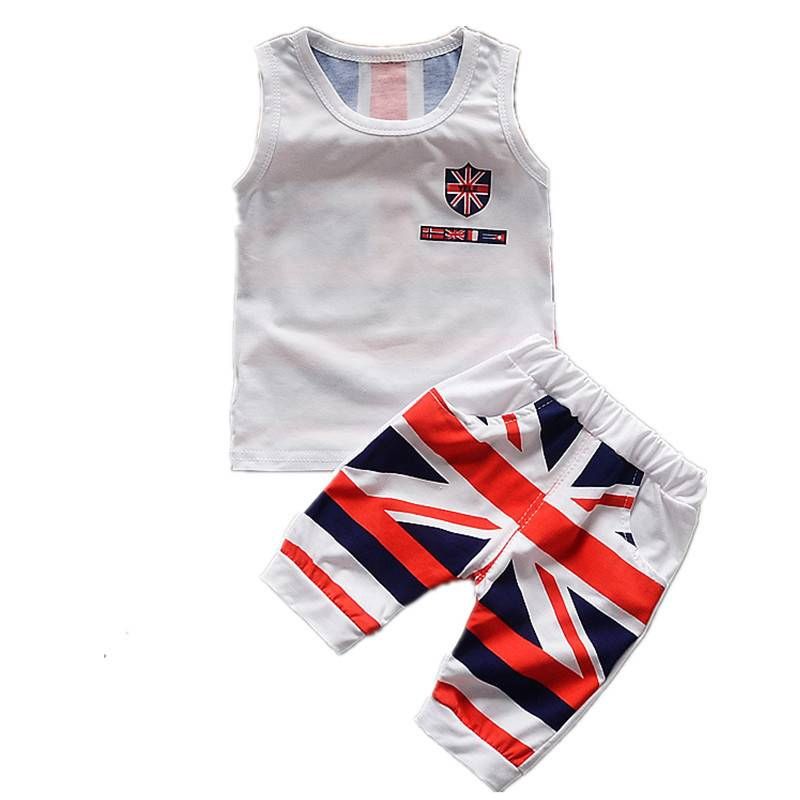 Boys Printed Vest Shorts Clothing Set