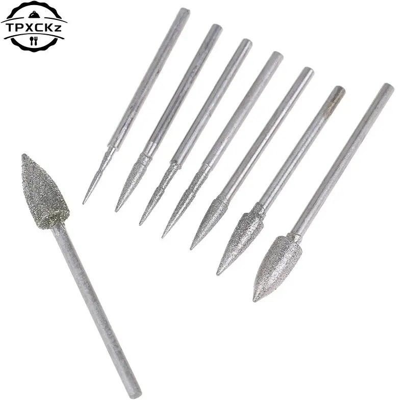 8Pcs/set Diamond Grinding Head Polishing Needle Bits Burrs Metal Stone Carving Tool