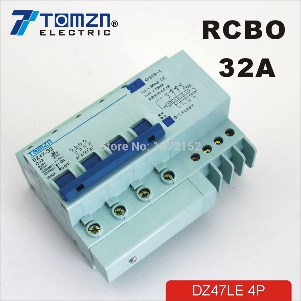 400V~ DZ47LE 60HZ Residual 50HZ Circuit 4P 32A Current