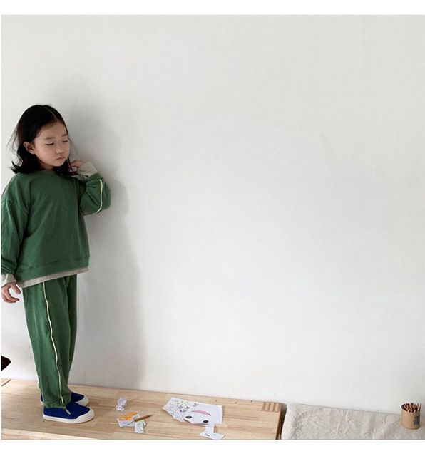 Long Sleeve For Children Sports Suit Korean And Green_90CM