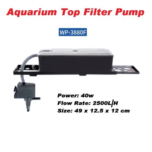 Wp-3880f Aquarium Top Water Filter Pump - 40w Flow Rate - 2500l/hr