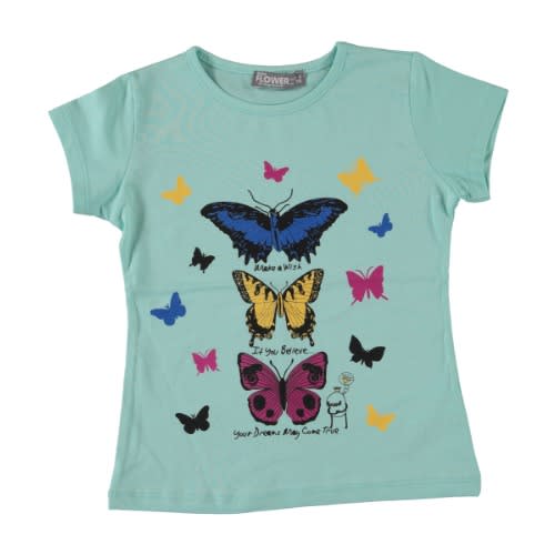 3 Set Butterfly Girl T-shirt - Water Green
