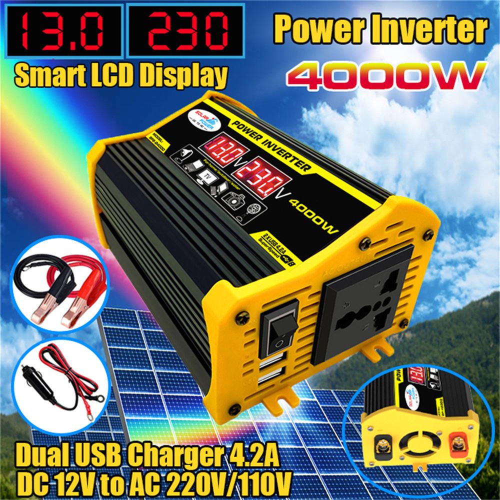 Power Inverter 4000W Peaks DC12V To AC220V Portable
