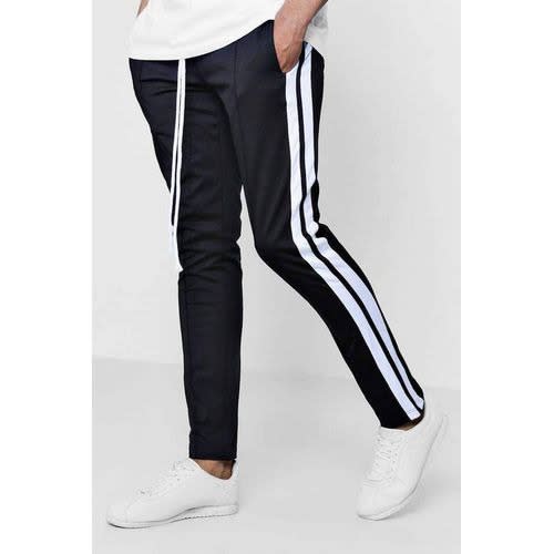 Men's Jogger Pant - Black With White Stripe