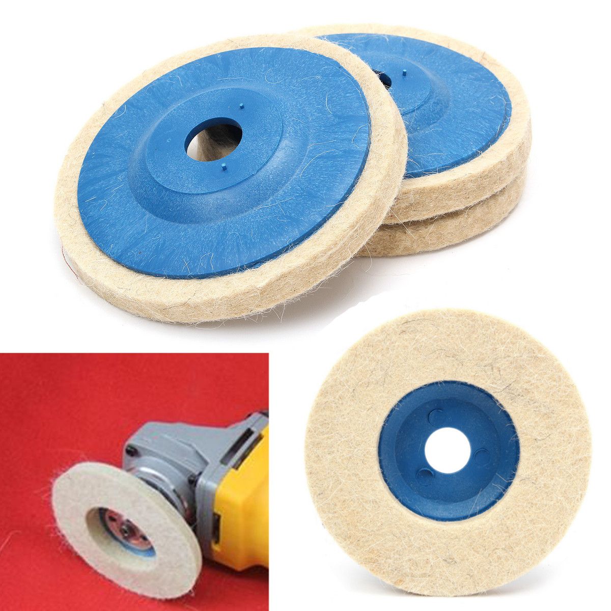 24Pcs 100mm 4 Inch Round Grinding Wool Pad Polishing Wheel Felt Buffer Disc Set