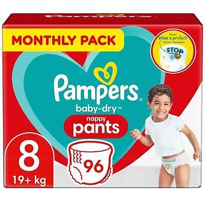Baby Dry Nappy Pants - Size 8 96 Counts - (19+ Kg) Uk