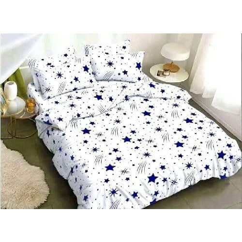 White Star Design Bedsheet With Pillowcases