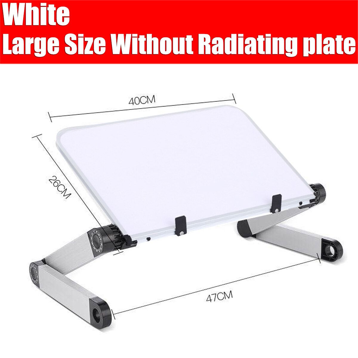 (40x26cm) Portable 360&deg; Adjustable Aluminum Laptop Stand Desk Table With Adjustable Stand With Plate Mouse Board Ergonomic Design For Using In Bed,Sofa Carpet Gifts -- Black / White White-No Radiator Plate